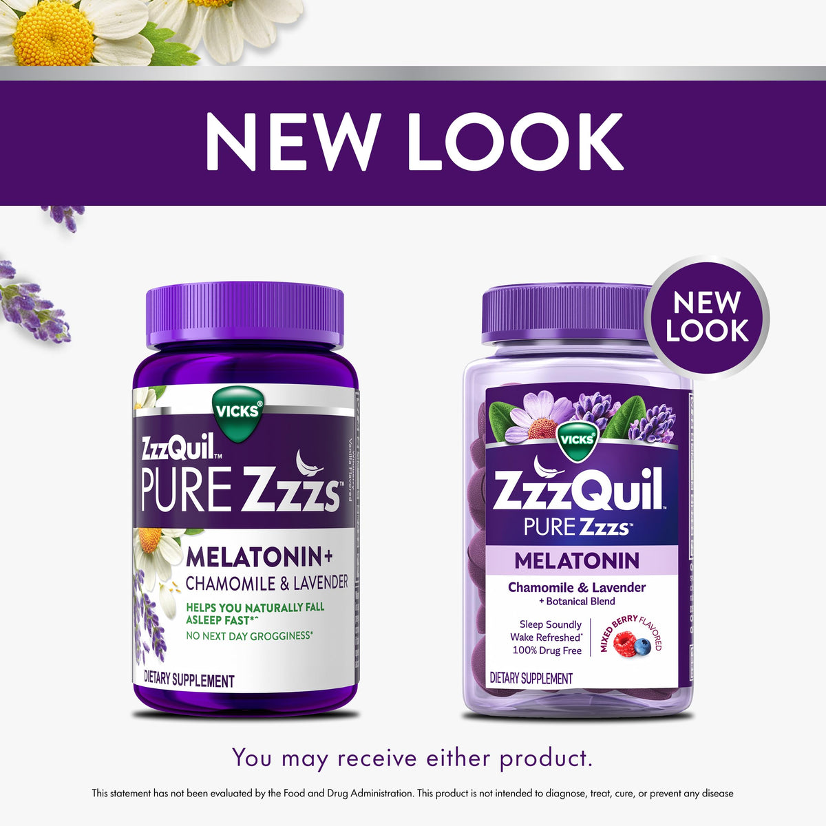ZzzQuil Pure Zzzs, Melatonin Sleep Aid Gummies with Lavender