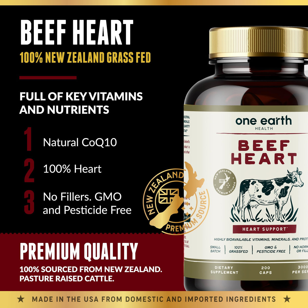 One Earth Health Grass Fed Beef Heart - 200 Capsules - image 4