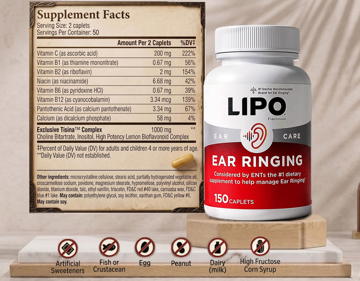 Lipo-Flavonoid Ear Ringing Dietary Supplement - 100 Caplets - image 4