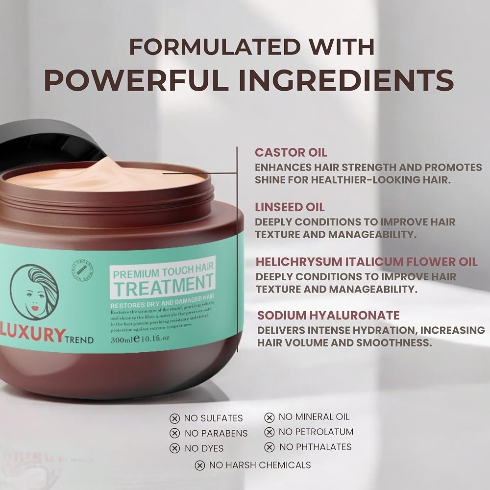 LUXURY TREND Deep Conditioning Hair Mask for Dry, Damaged Hair - 10 oz - image 4