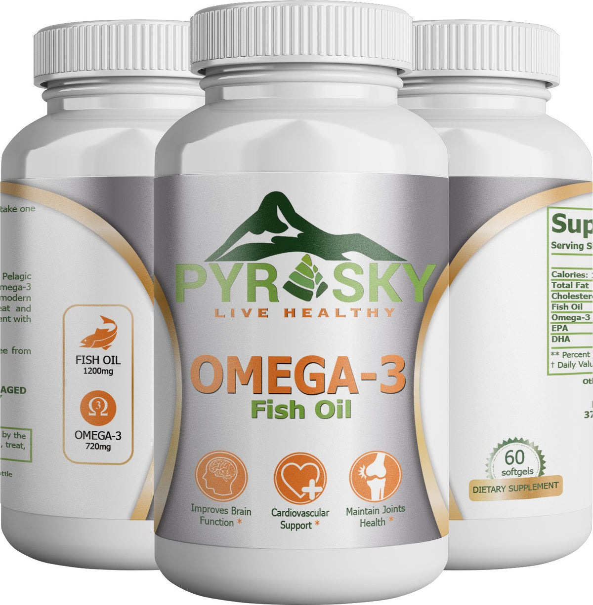 Pyrasky Nutrition Fish Oil Omega-3 Heart Health - 60 Softgels - image 2