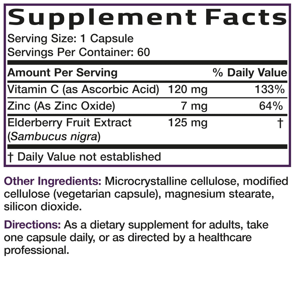 Bronson Elderberry with Zinc & Vitamin C Immune Support - 60 Capsules - image 6