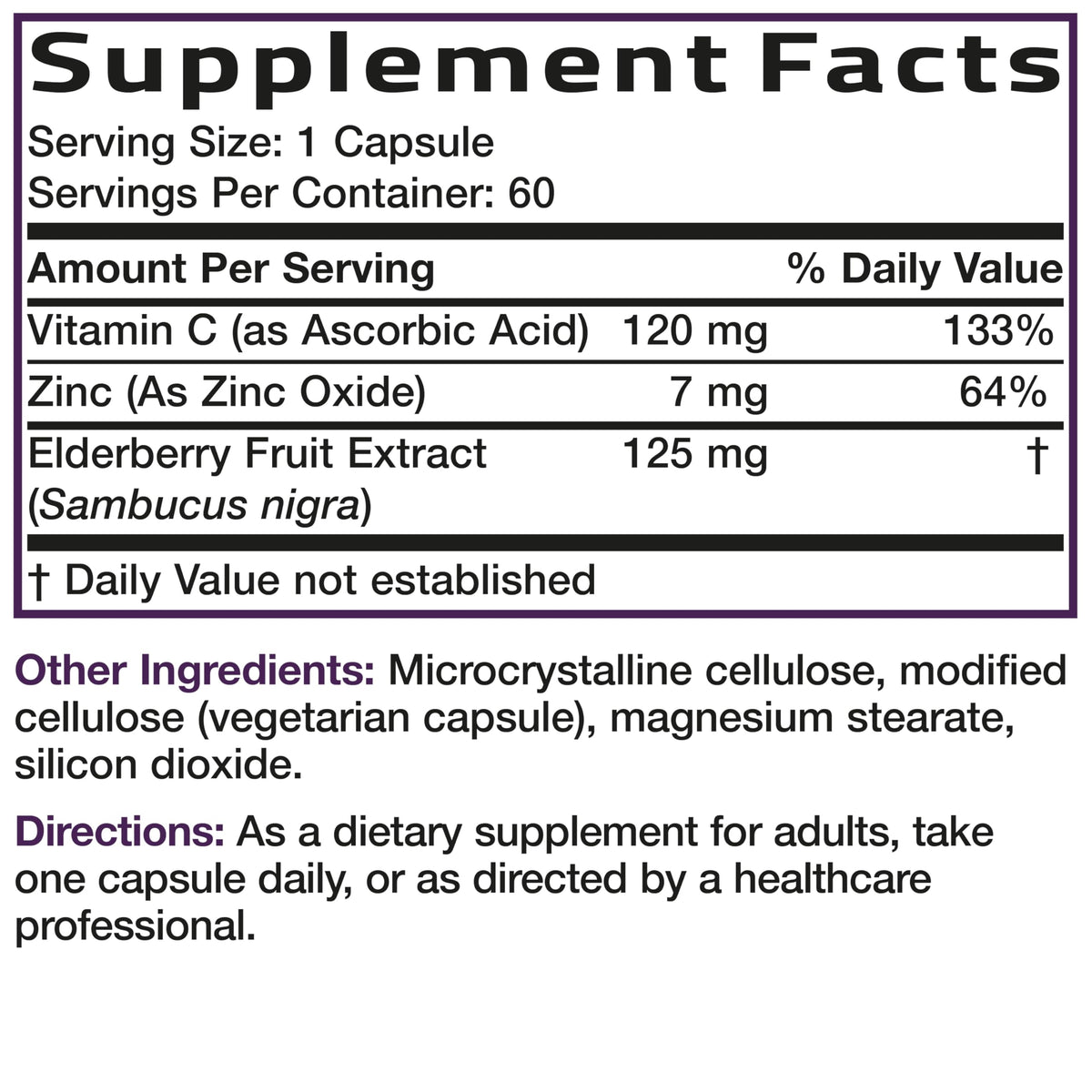 Bronson Elderberry with Zinc & Vitamin C Immune Support - 60 Capsules - image 6