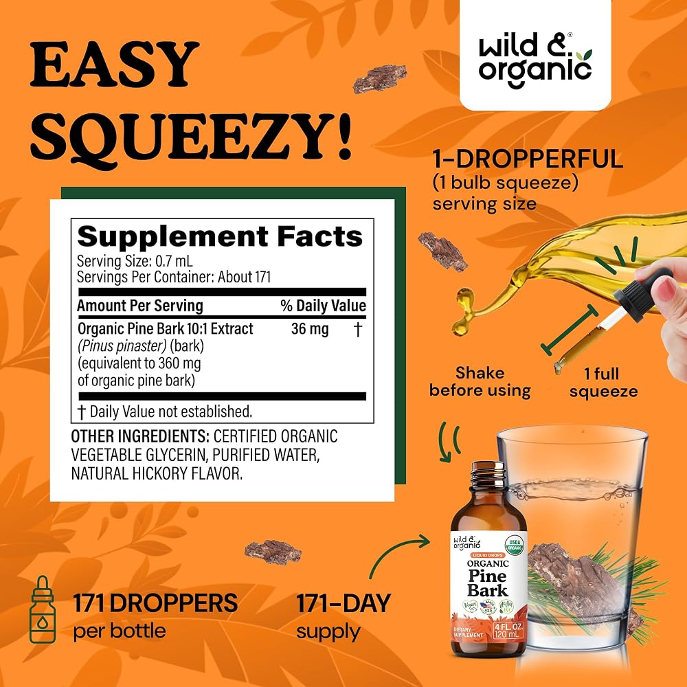 Wild & Organic Pine Bark Extract Drops Antioxidant Support - 4 fl oz - image 3