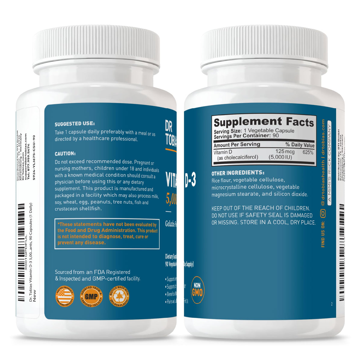 Dr. Tobias Vitamin D3 5000 IU - 90 Capsules - image 5