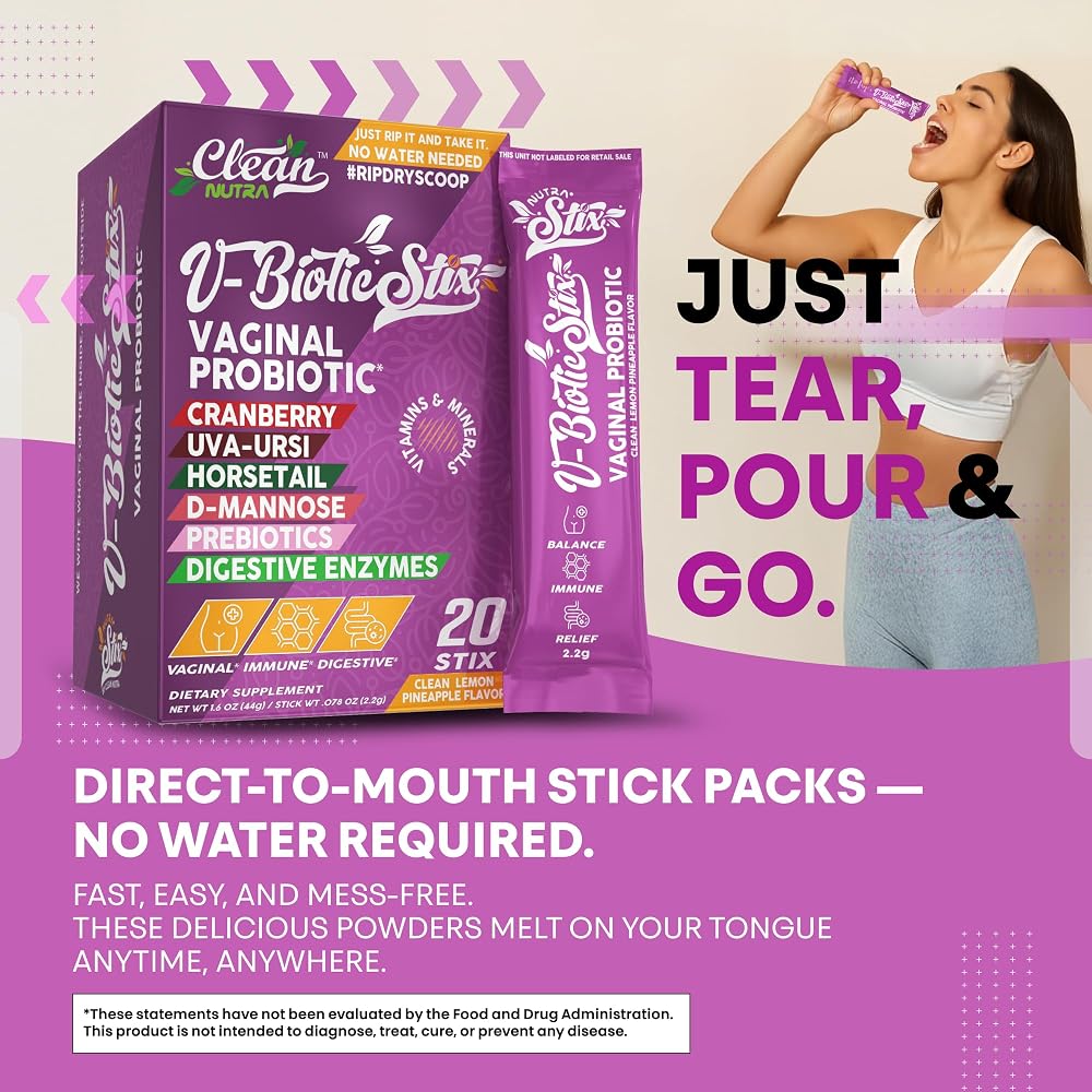 Clean Nutraceuticals Vaginal Probiotics with Cranberry & D-Mannose - 20 Stix - image 8