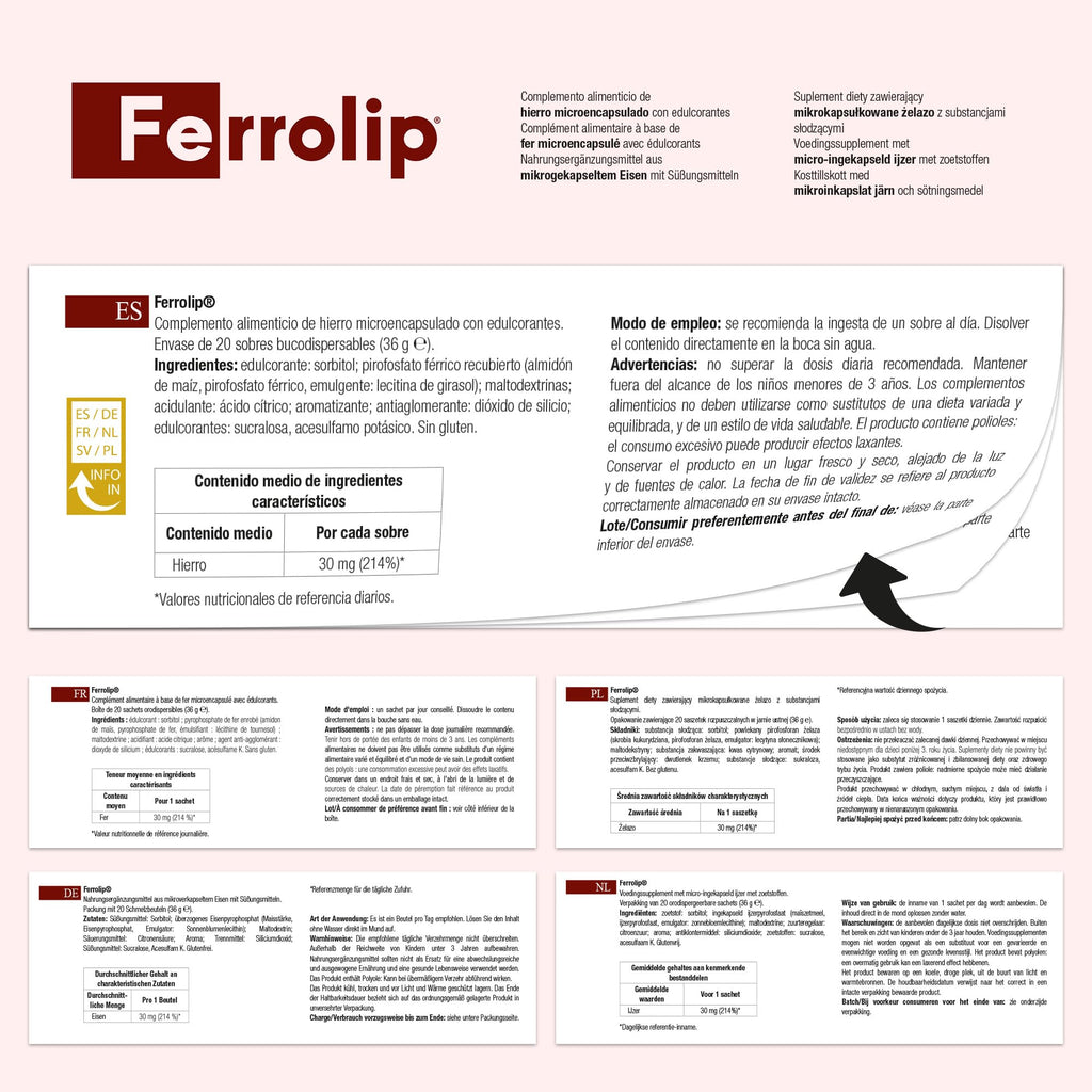 Ferrolip Iron Supplement Lemon Flavored Sachets - 20 Sachets - image 8