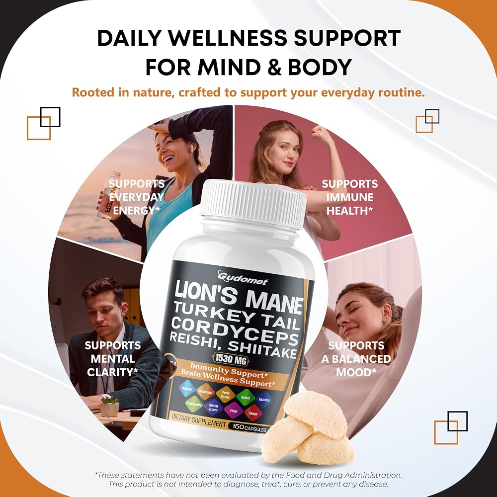 GUDOMET Lion's Mane Complex 1,530 mg with Cordyceps - 150 Capsules - image 3
