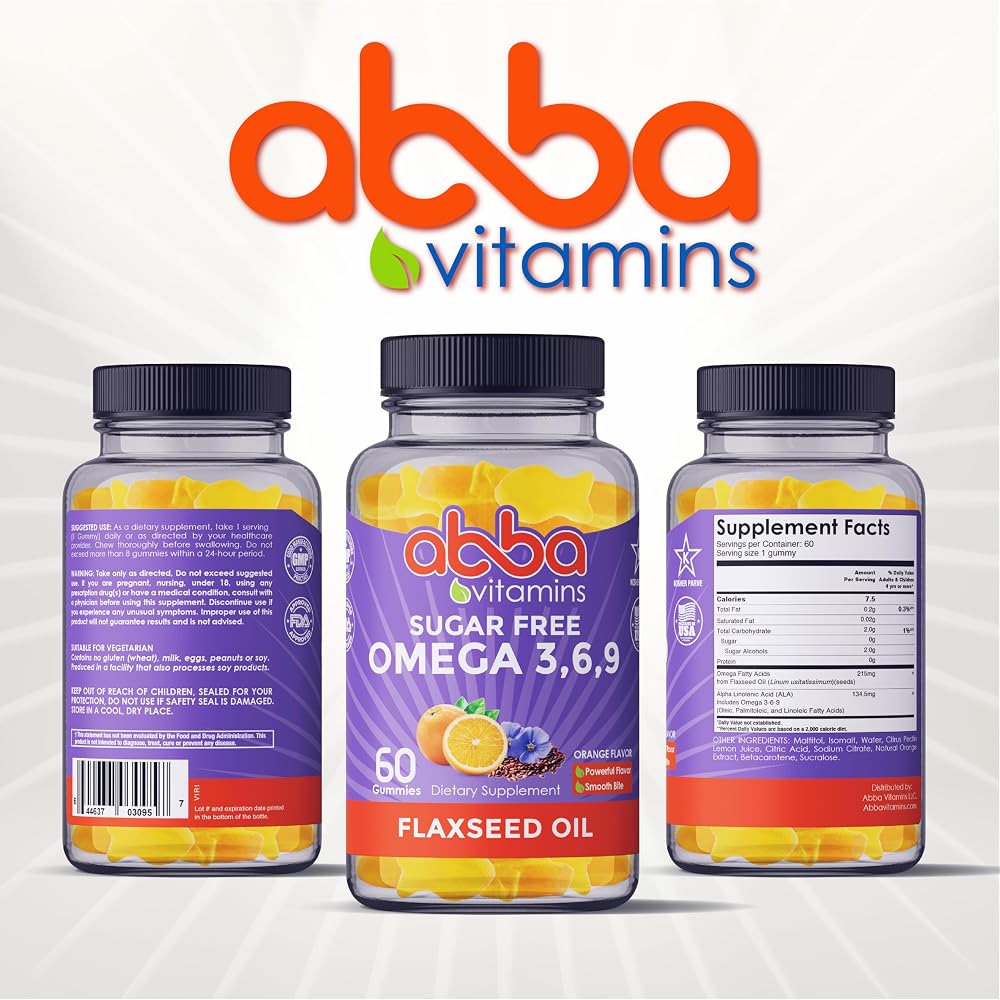 Abba Vitamins Omega 3,6,9 Sugar Free Gummies, Orange - 60 Gummies - image 7
