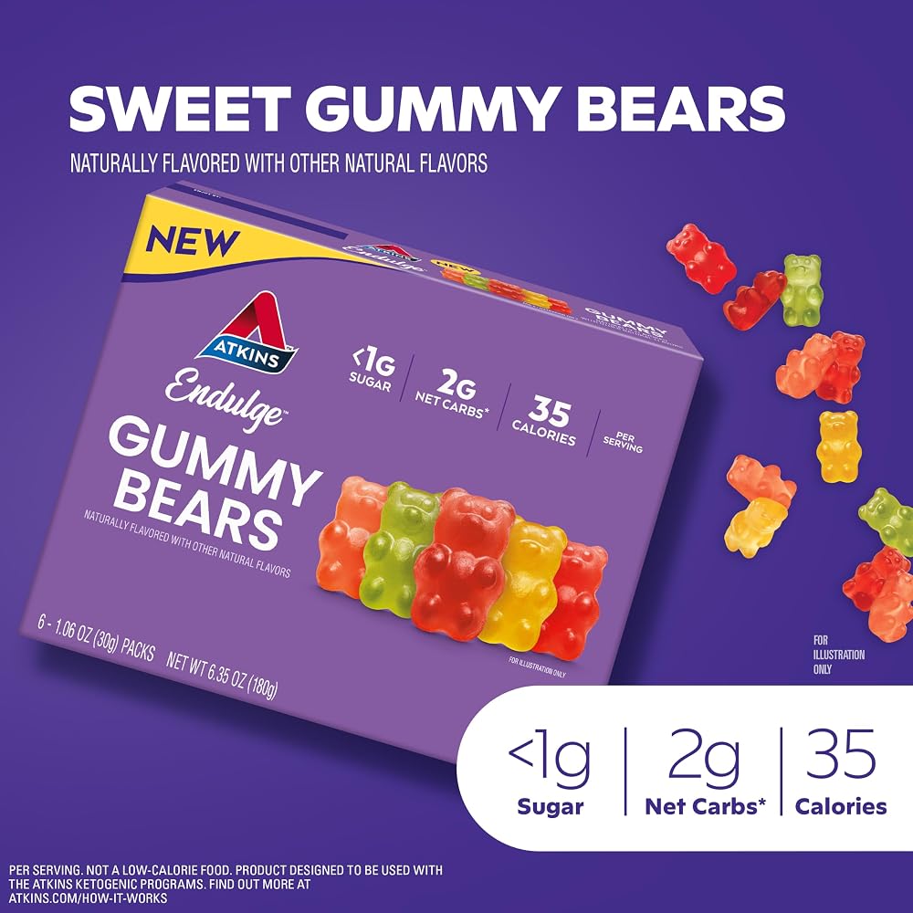 Atkins Endulge Gummy Bears Low Sugar Keto Candy - 6 Pack - image 3