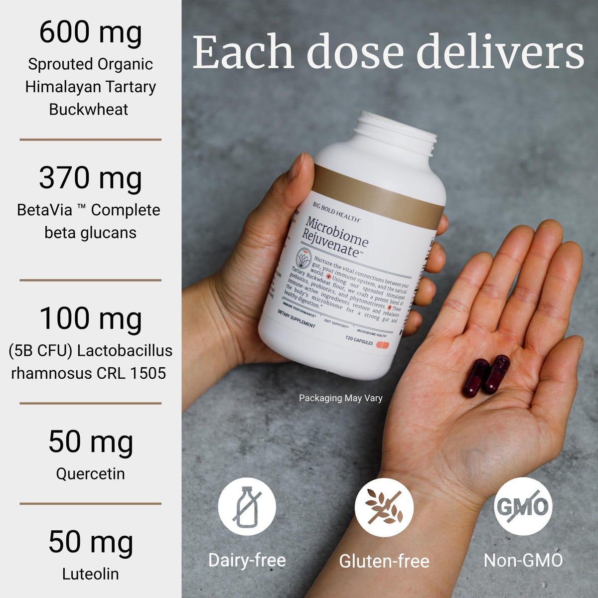 BIG BOLD HEALTH Microbiome Rejuvenate Prebiotic + Probiotic - 60 Capsules - image 3
