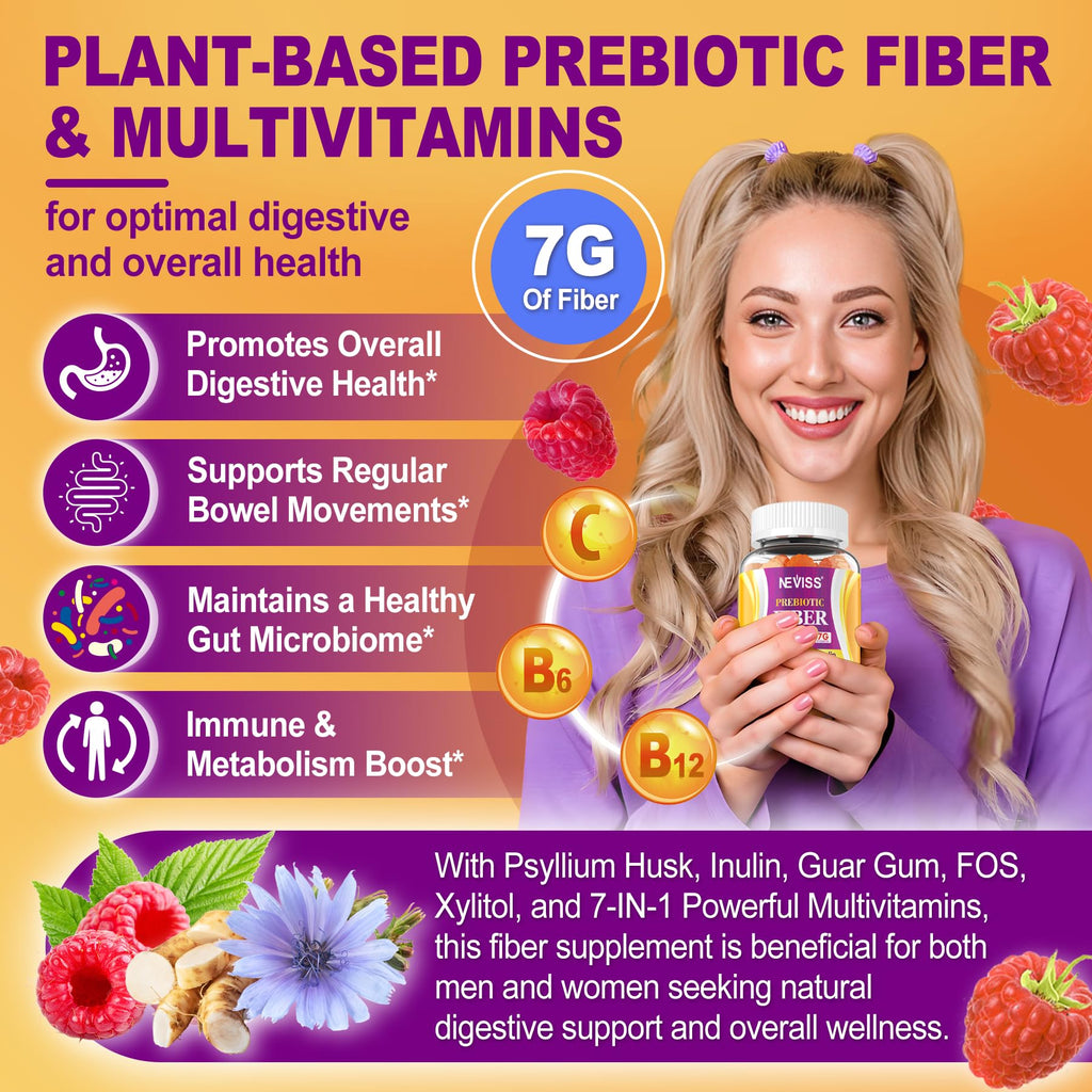 NEVISS Psyllium Husk Fiber Gummies Sugar Free
