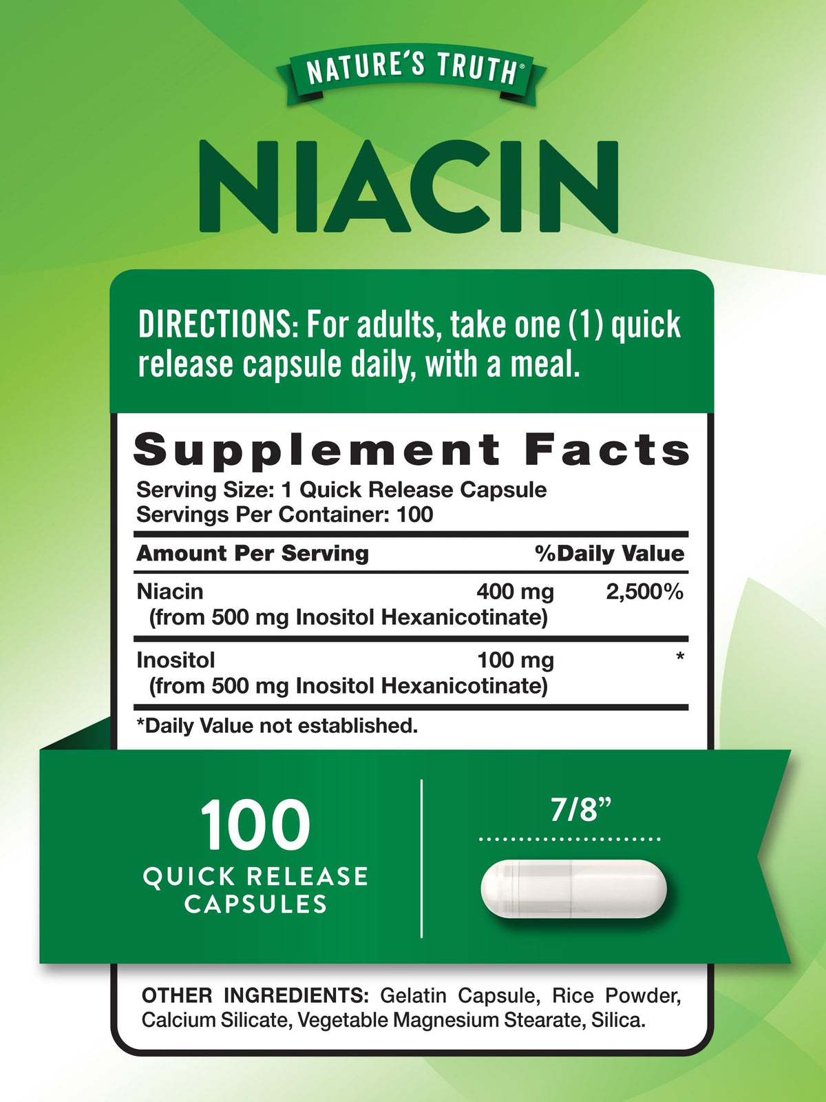 Nature's Truth Flush Free Niacin 500mg - 100 Capsules - image 2