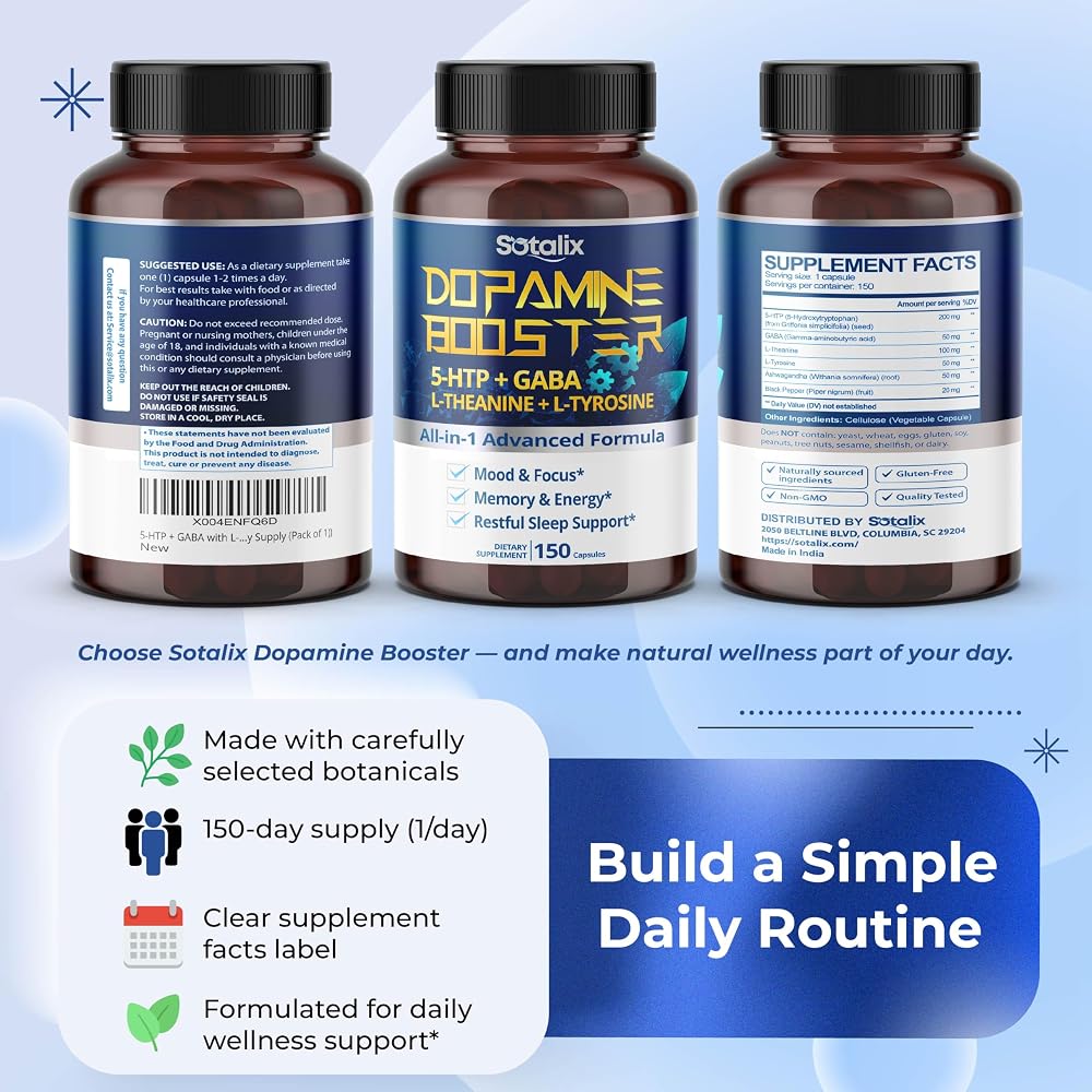 Sotalix 5-HTP GABA Complex 6-in-1 with L-Theanine - 150 Capsules - image 8