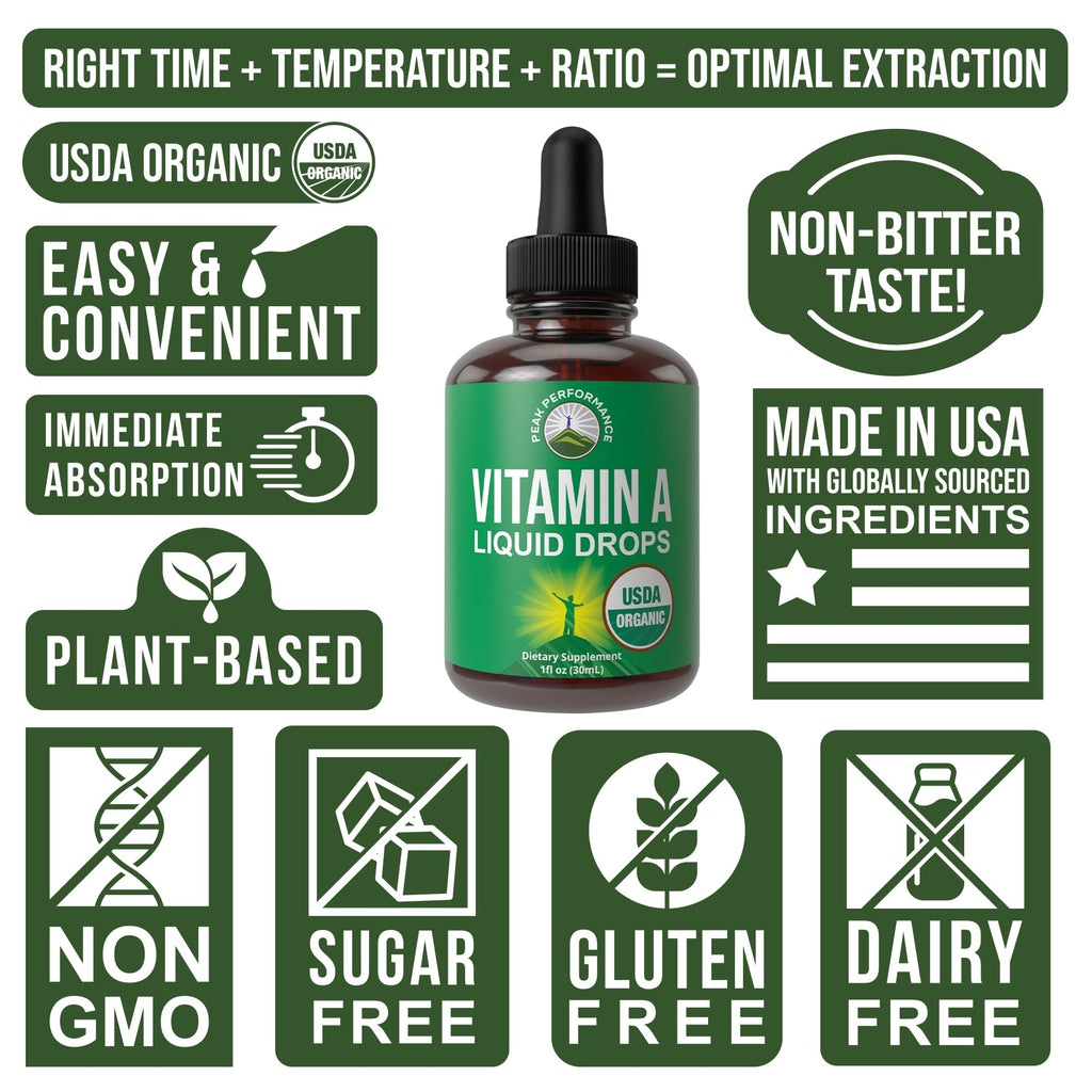 Peak Performance Vitamin A Liquid Drops USDA Organic Vegan - 1 Fl Oz - image 7
