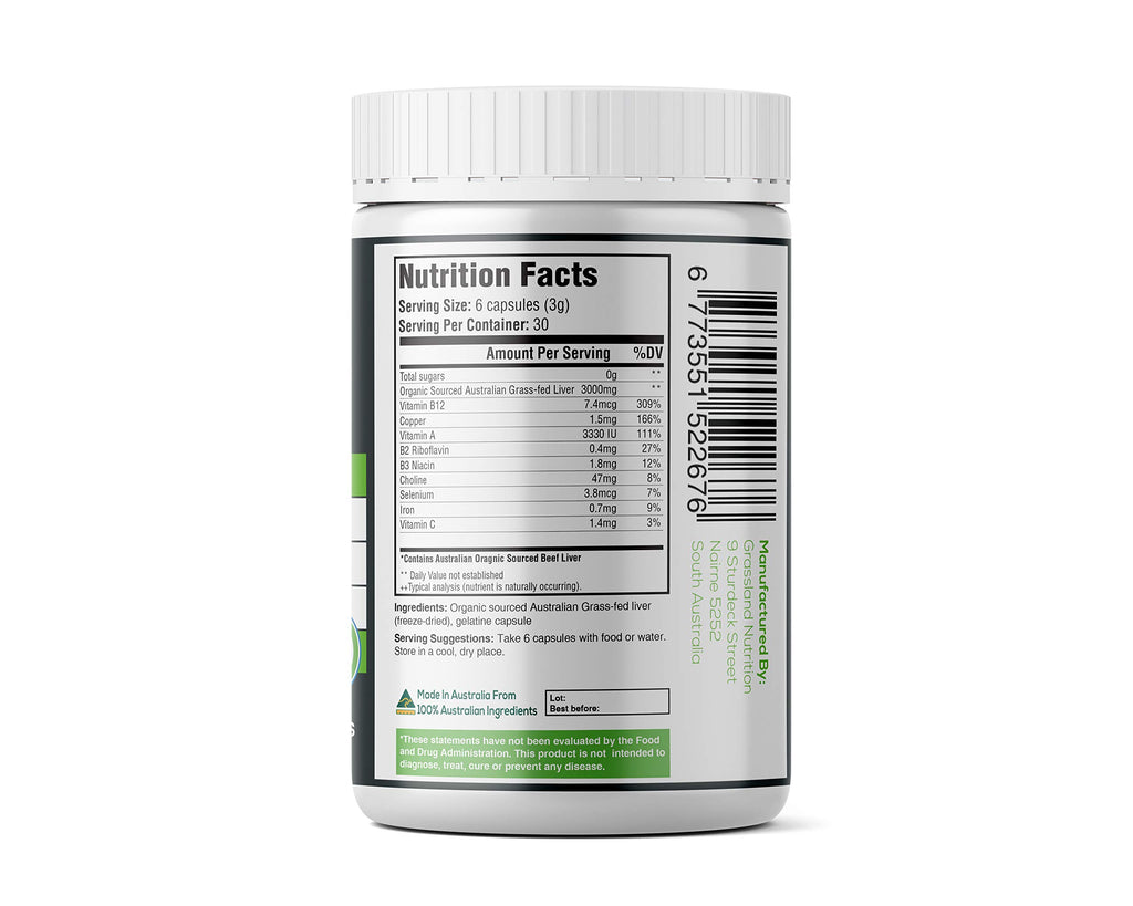 Grassland Nutrition Grass Fed Beef Liver Capsules for Energy - 180 Capsules - image 3