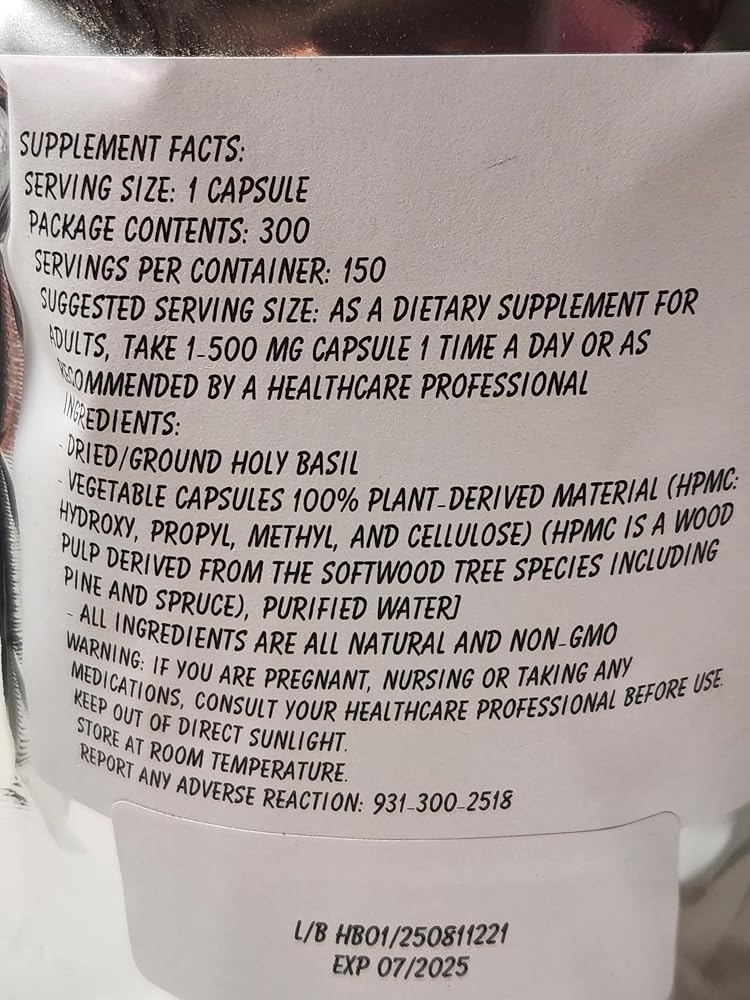 Paisley Farm Holy Basil Capsules - 300 Vegetarian Capsules - image 2
