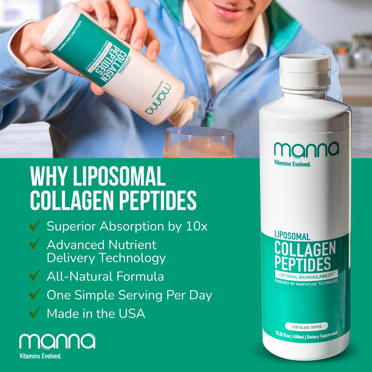 Manna Vitamins Evolved Liposomal Collagen Peptides Liquid - 16oz - image 5