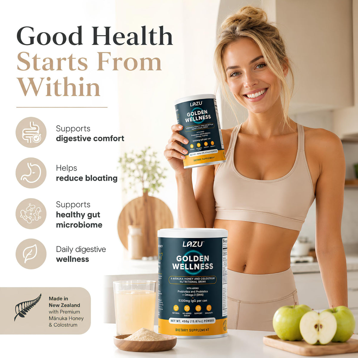 LAZU Golden Wellness Colostrum Powder with Manuka Honey - 450g - image 4