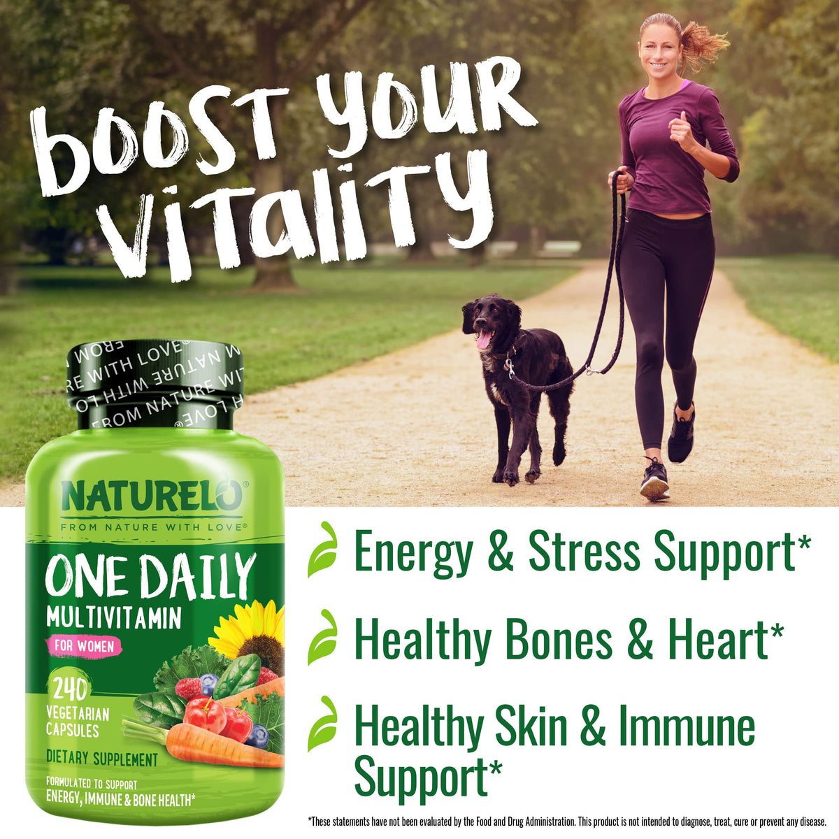 NATURELO One Daily Multivitamin for Women with B12 - 240 Capsules - image 2