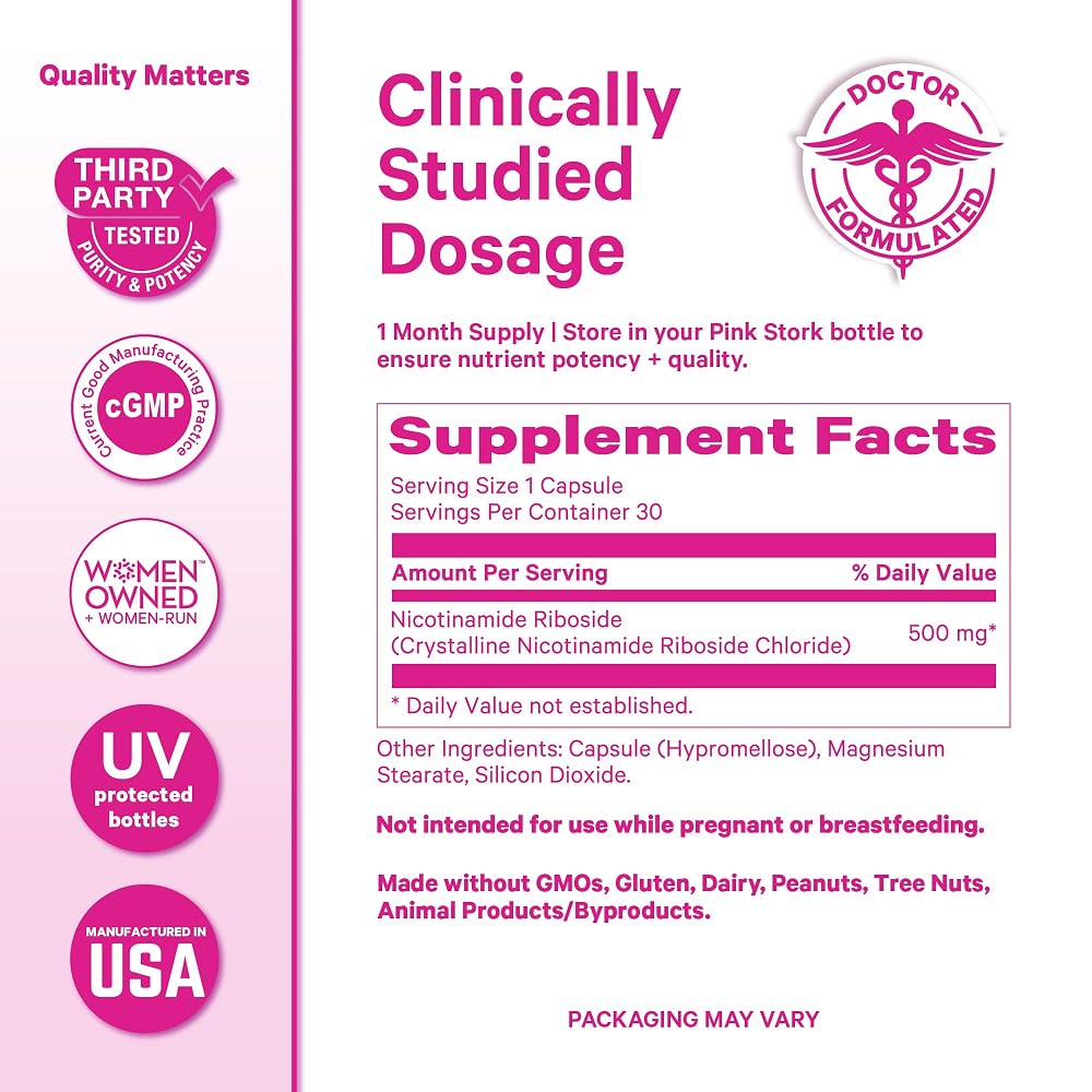 Pink Stork NAD+ Supplement for Women Over 30 - 30 Capsules - image 6