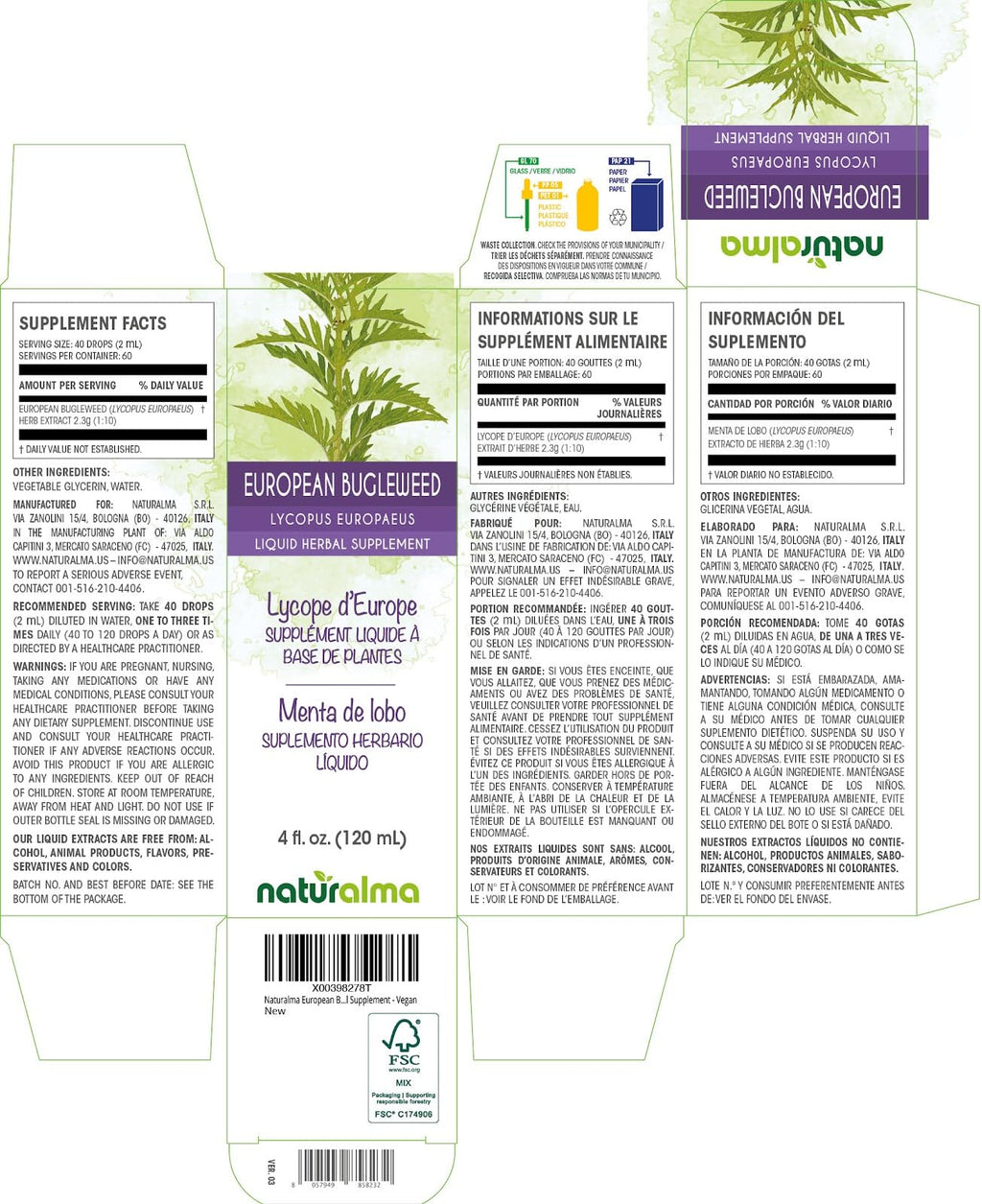 Naturalma European Bugleweed Herbal Tincture - 4 fl oz - image 2