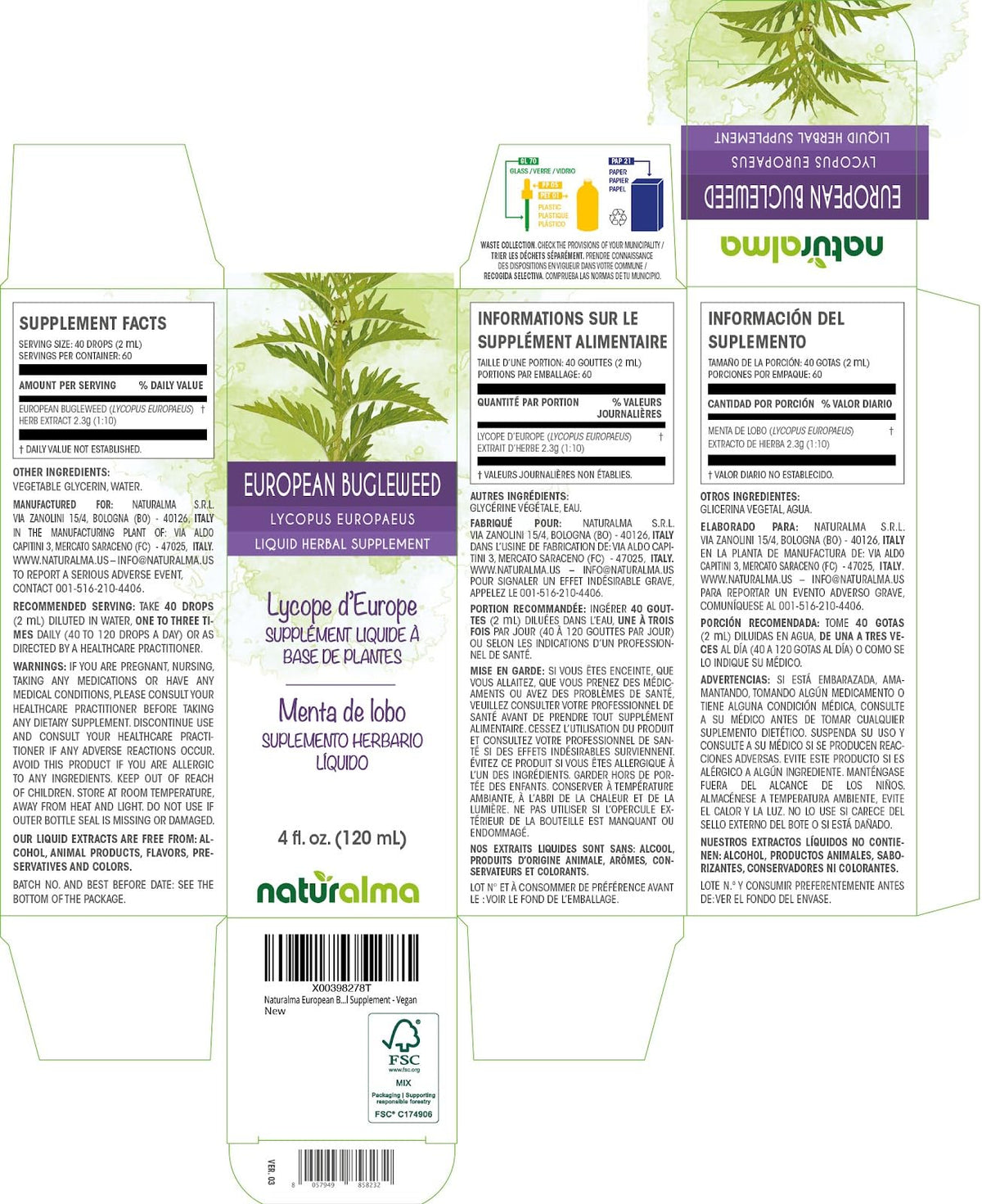 Naturalma European Bugleweed Herbal Tincture - 4 fl oz - image 2