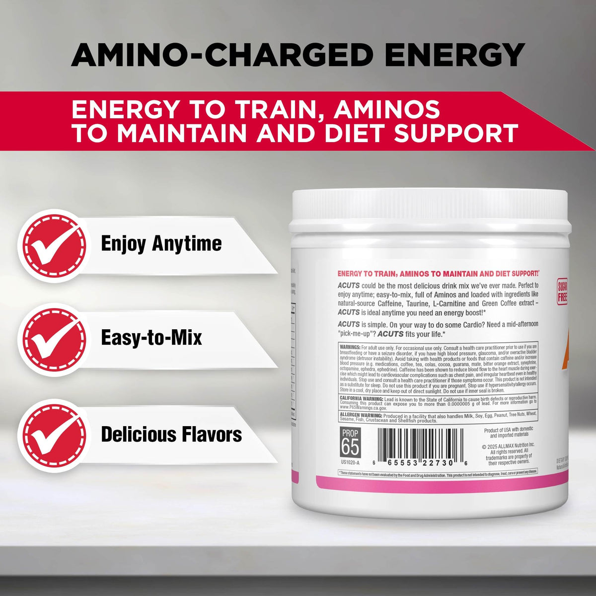 ALLMAX ACUTS Amino Energy Powder, 30 Servings
