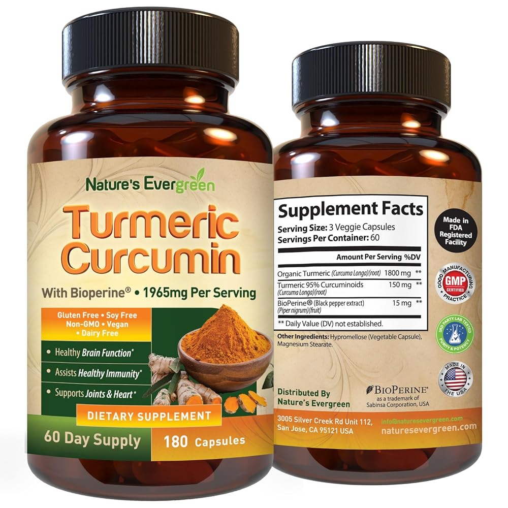 Nature's Evergreen Turmeric Curcumin Joint Support - 180 Capsules