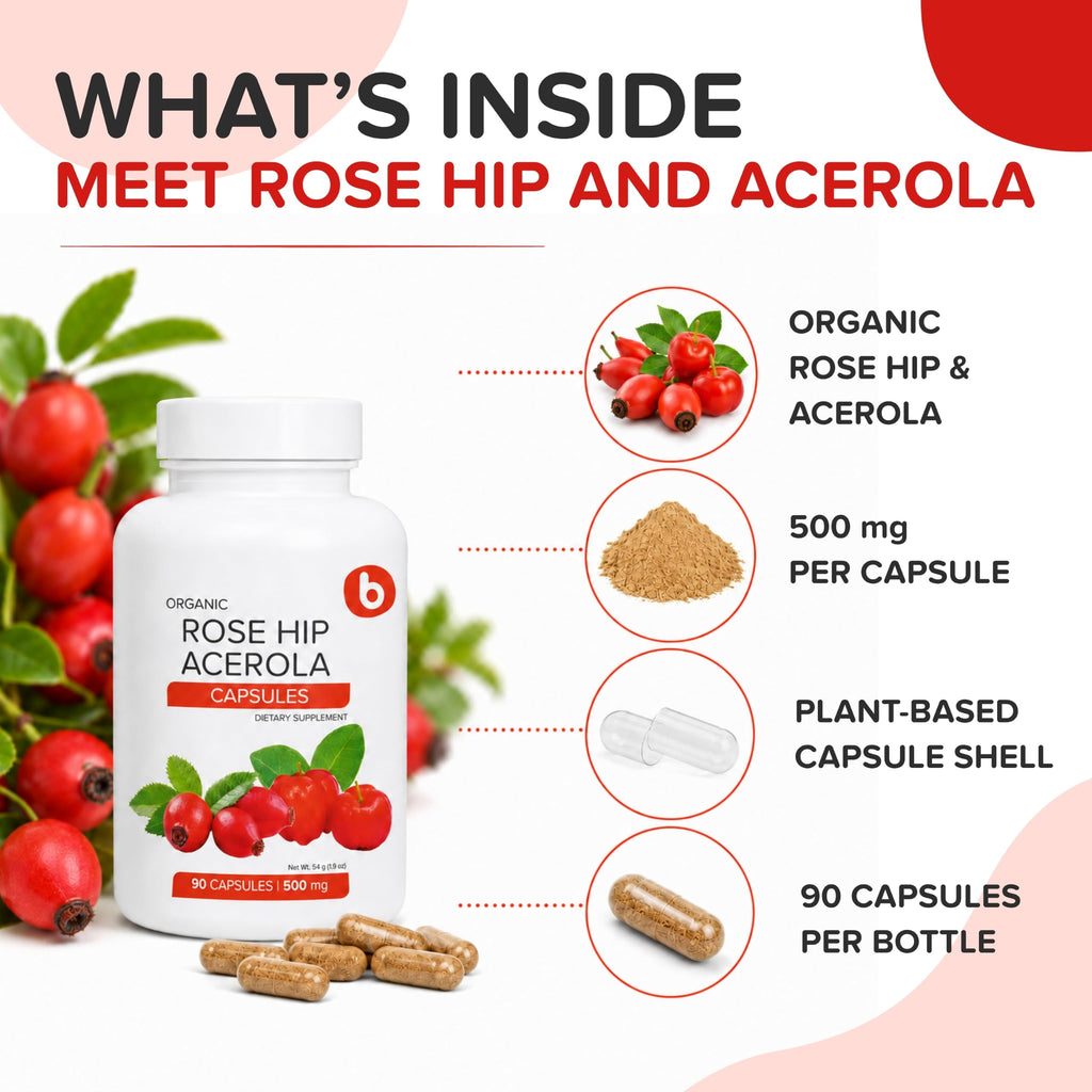 b Natural RoseHips & Acerola Vitamin C 1000mg - 90 Capsules - image 3
