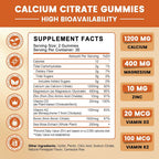 GONGOTA Calcium Citrate 1200mg with Vitamin D3 Gummies - 120 Gummies - image 6
