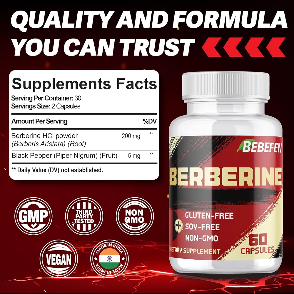 BEBEFEN Berberine HCL Supplement - 60 Capsules - image 2