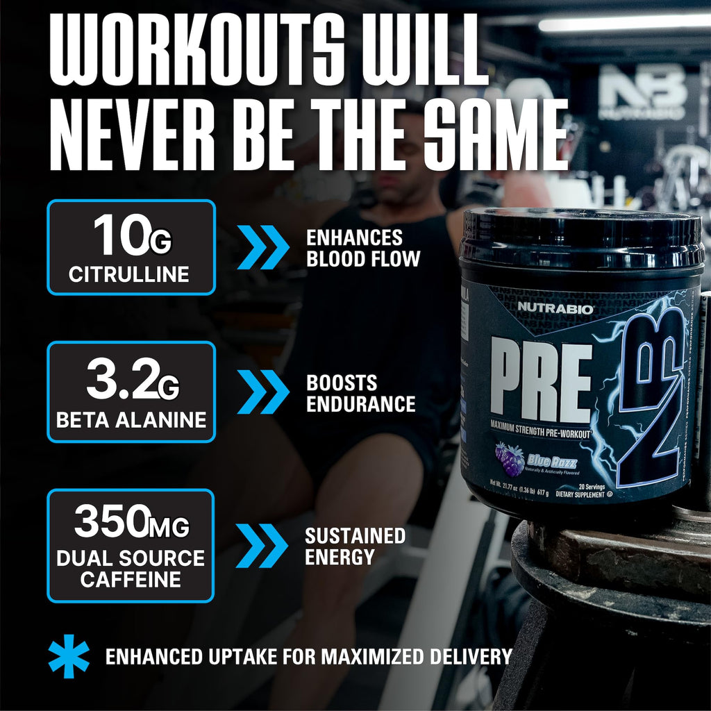 NutraBio Pre-Workout Powder Blue Raspberry - 20.8 oz - image 4