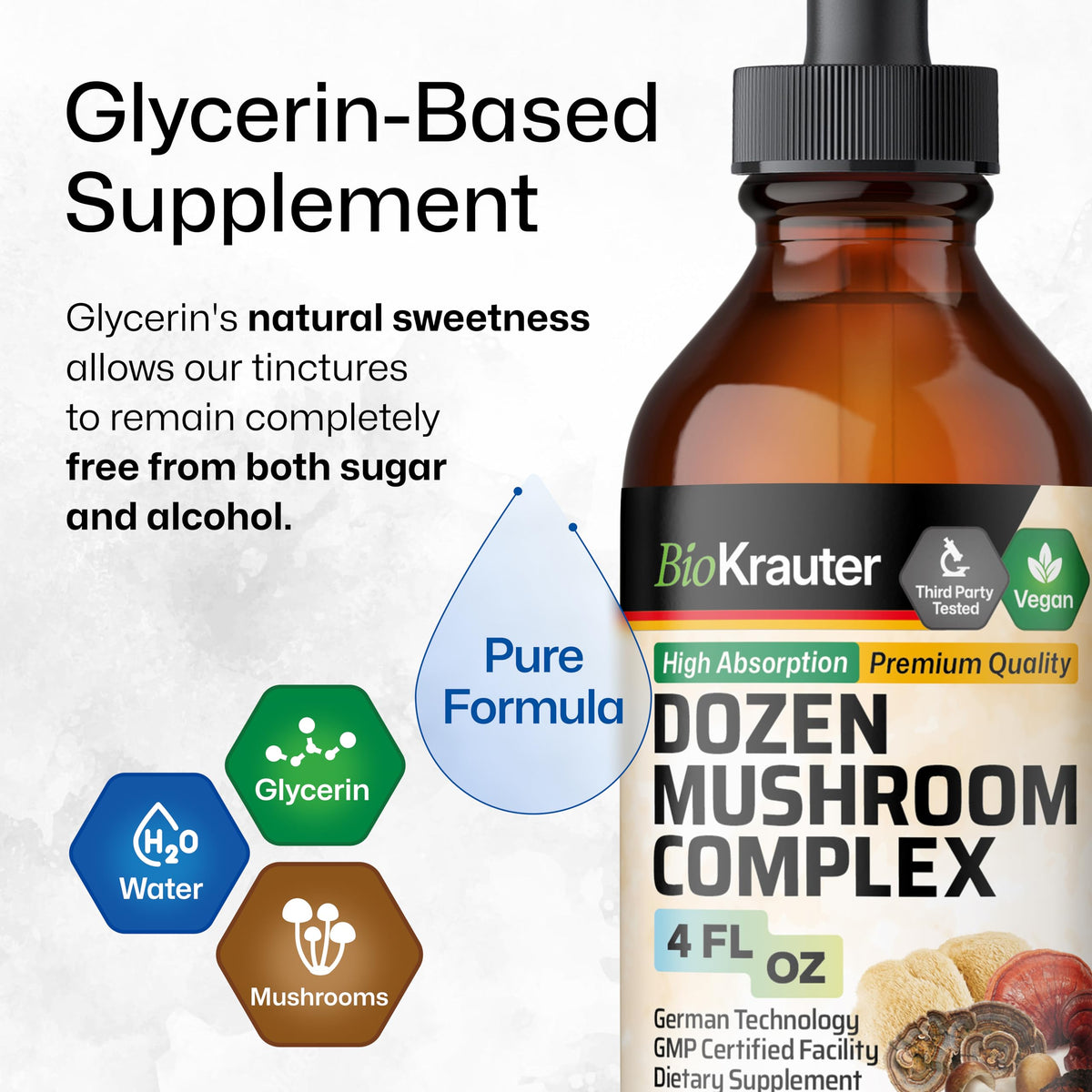 BIO KRAUTER 12-in-1 Mushroom Supplement for Immune Support - 4 Fl Oz - image 6