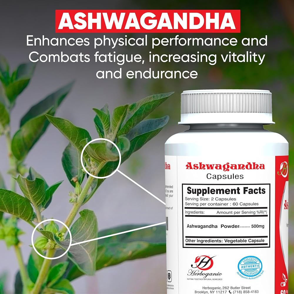 HERBOGANIC Ashwagandha 500mg Capsules - 60 Vegetarian Capsules - image 4