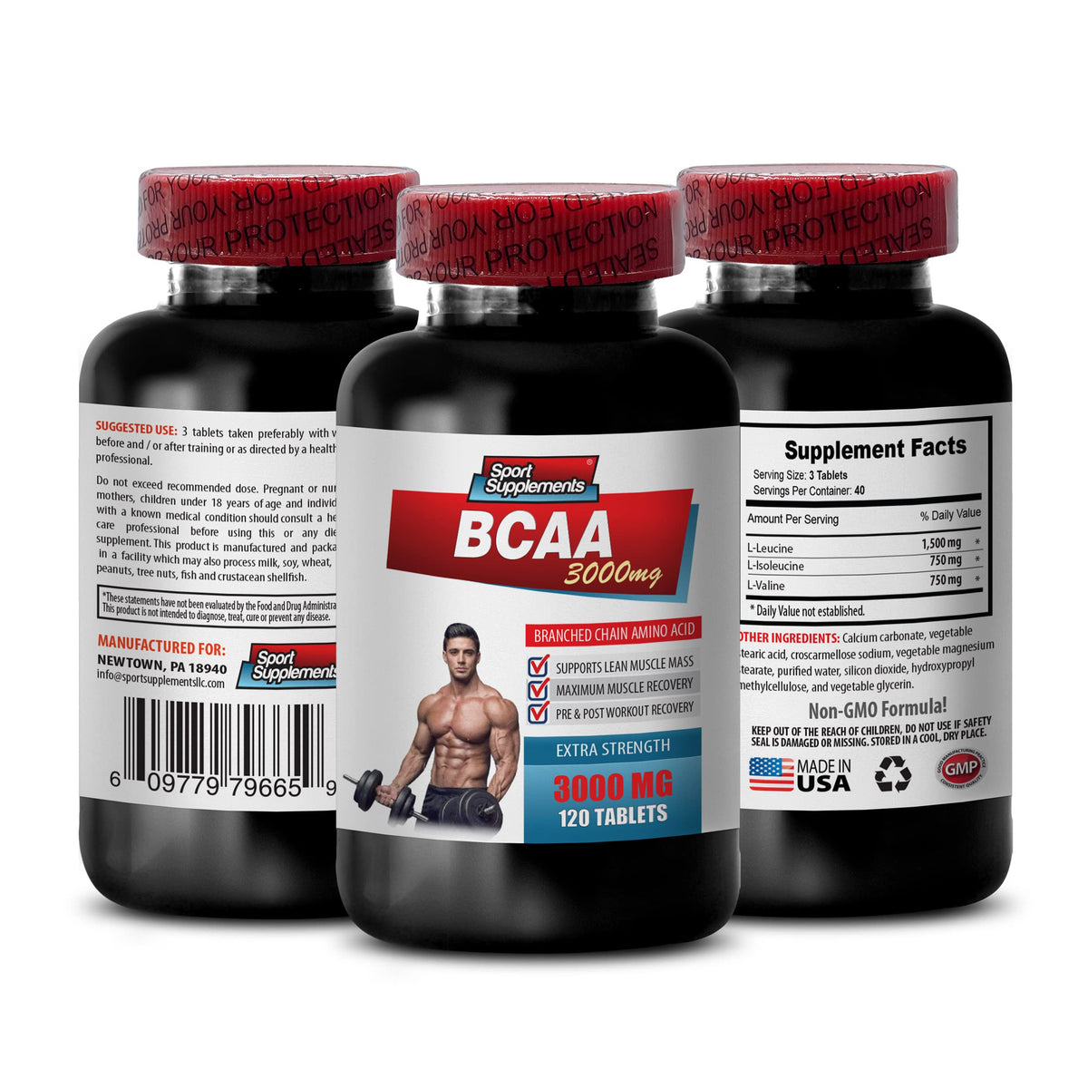 Sport Supplements BCAA 3000MG Branched Chain Amino Acids - 240 Tablets - image 2