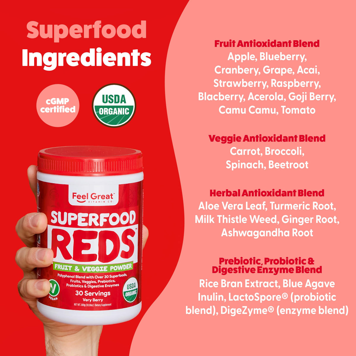 The Feel Great Vitamin Company Superfood Reds Powder - 10.58 oz - image 2