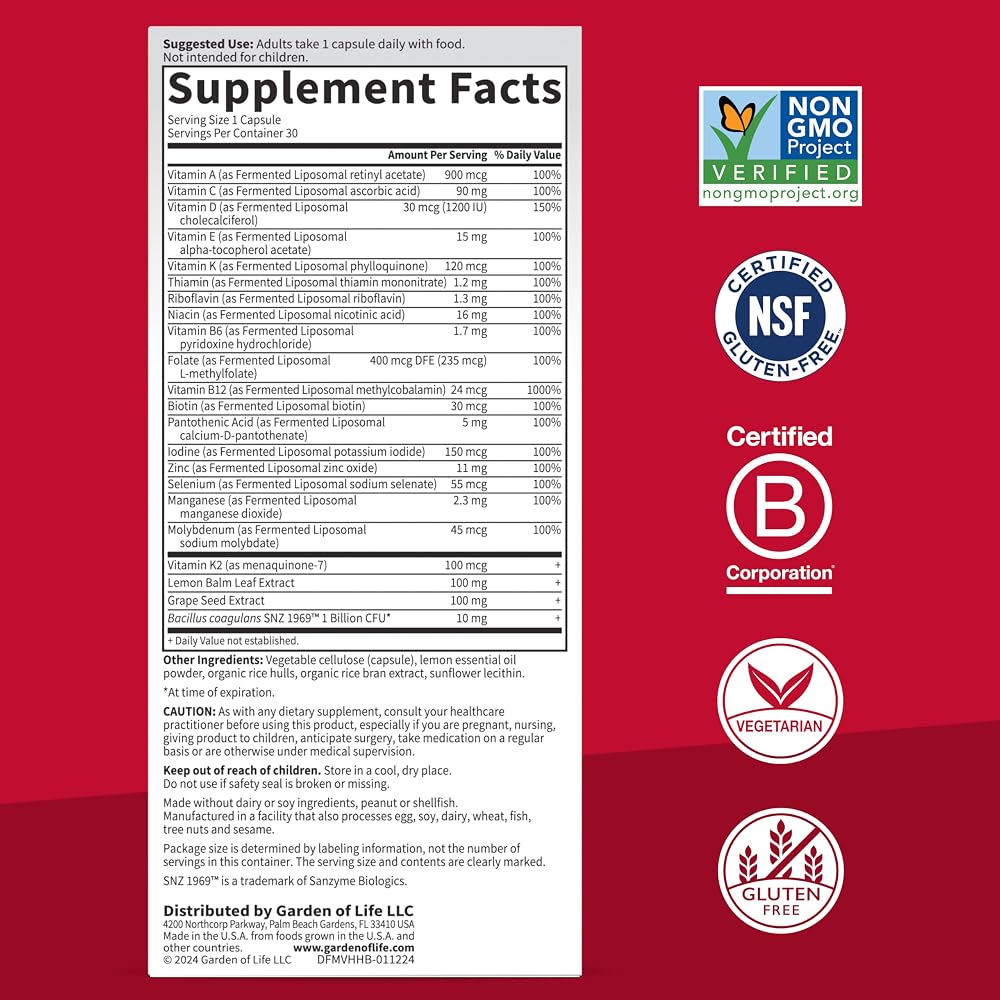 Garden of Life Dr. Formulated Multi+ Heart Health Multivitamin - 30 Capsules - image 8