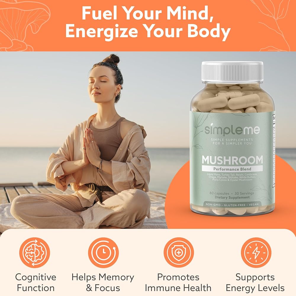 Simpleme Multi-Mushroom Supplement Complex - 60 Capsules - image 2