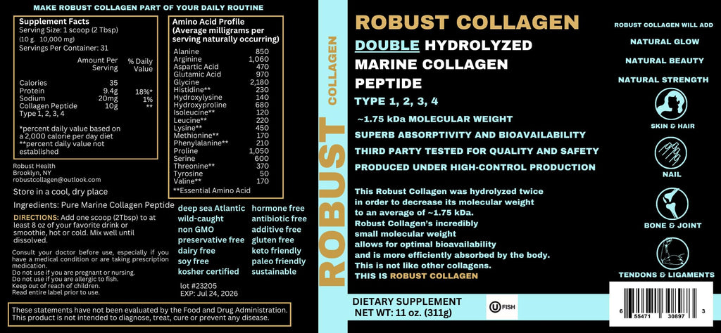 Generic Robust Collagen Double Hydrolyzed Marine Collagen Peptide - 11 oz - image 2