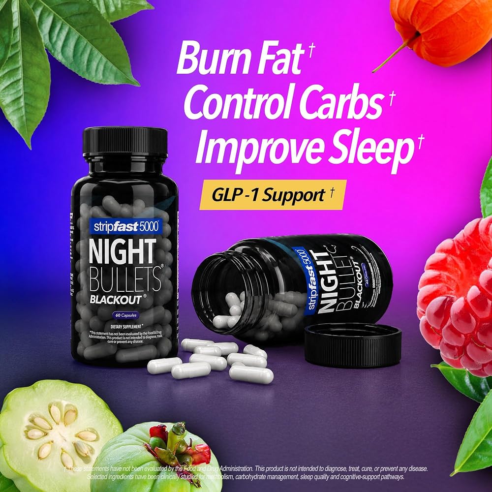 Stripfast5000 Night Bullets Stim-Free Nighttime Fat Burner - 60 Capsules - image 2