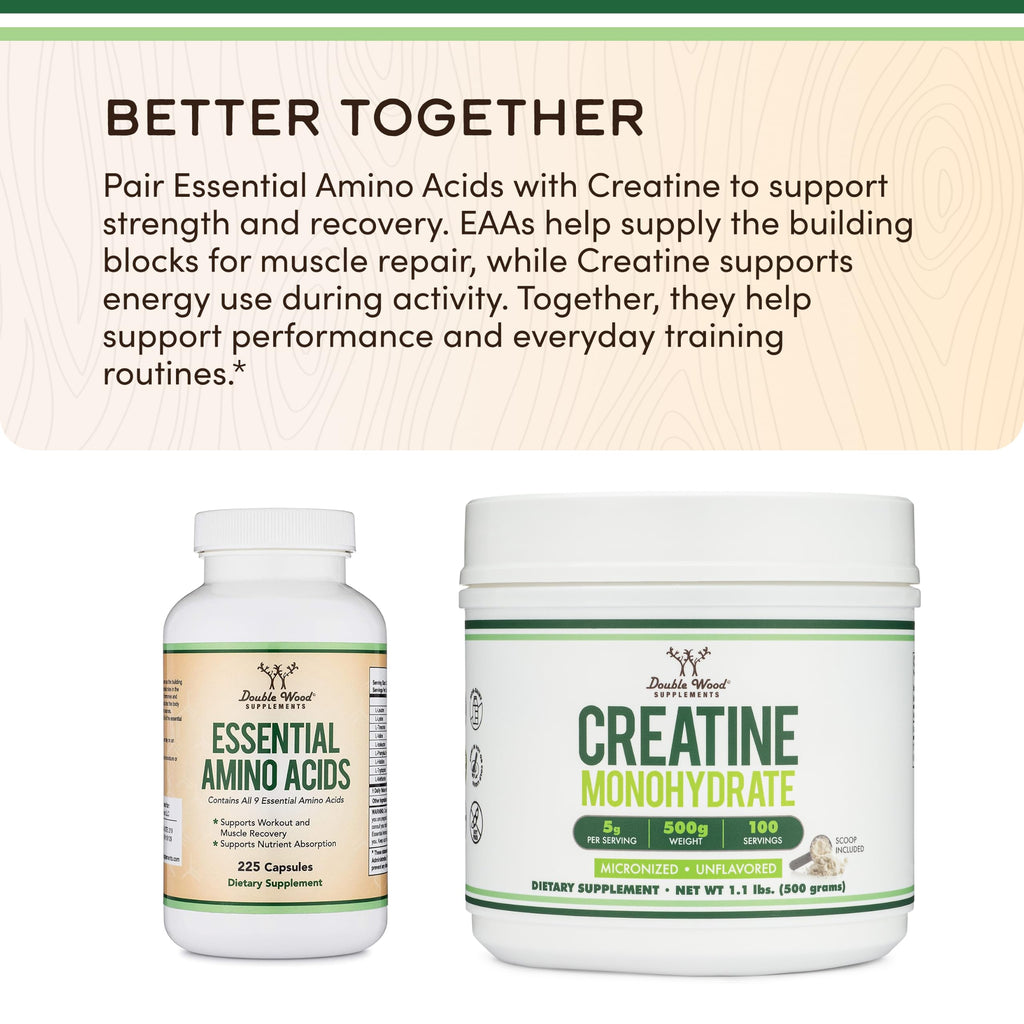 Double Wood Supplements EAA Capsules All 9 Essential Amino Acids - 225 Count - image 5