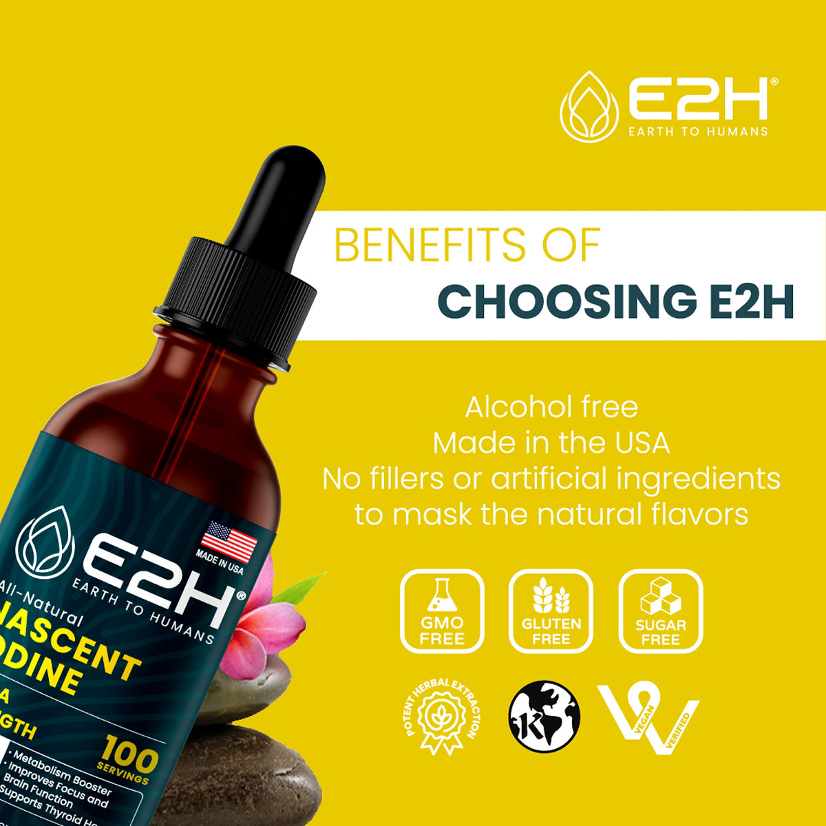 E2H Vegan Liquid Iodine Thyroid Support - 2 Fl Oz (Pack of 2) - image 6