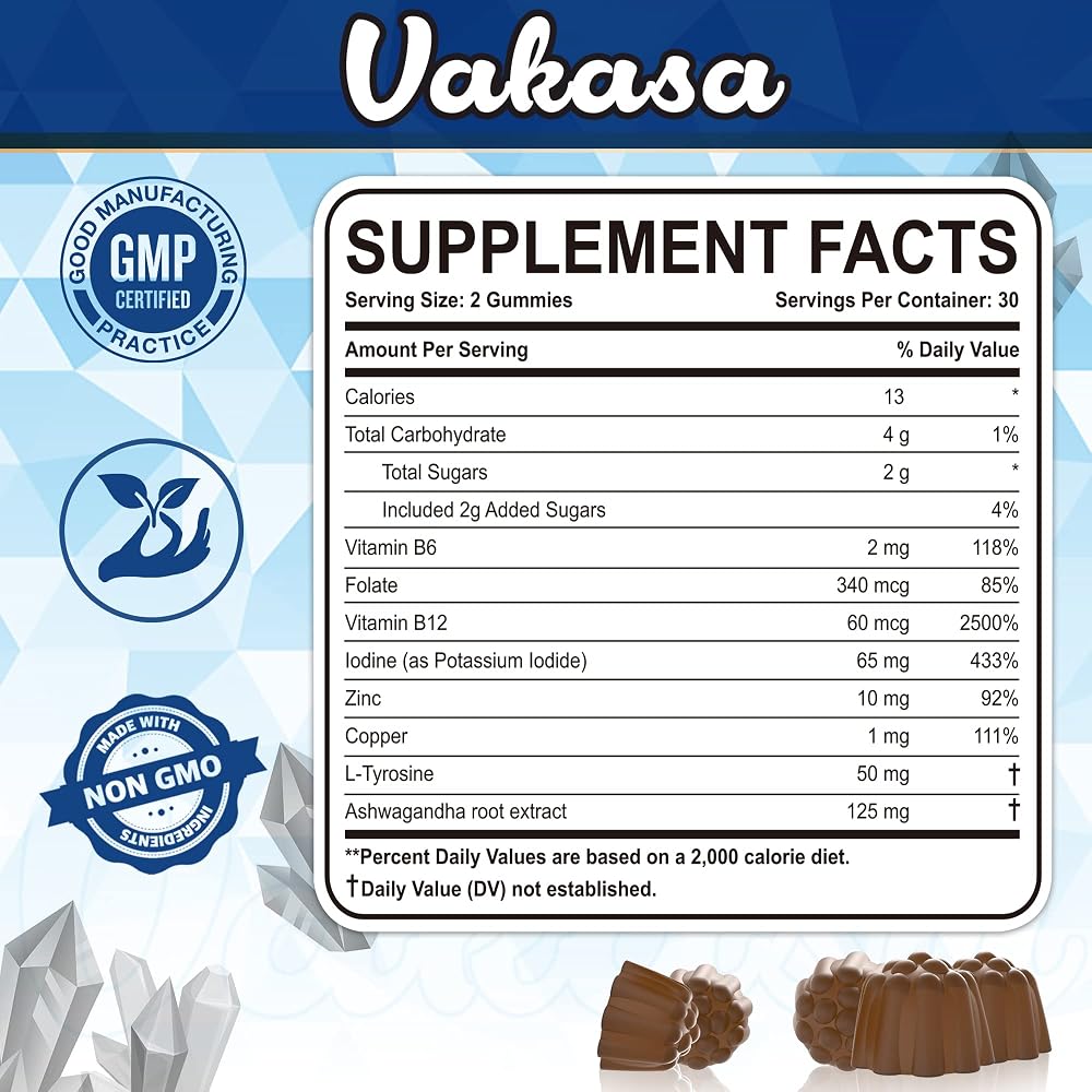 Vakasa Potassium Iodide Gummies Thyroid Support - 60 Gummies - image 2