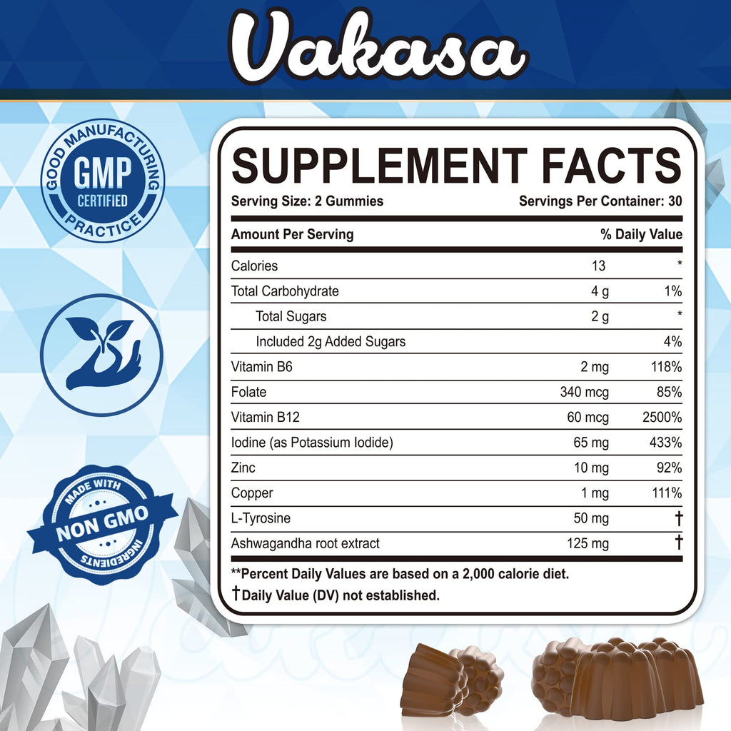 Vakasa Potassium Iodide Gummies Thyroid Support - 60 Gummies - image 2
