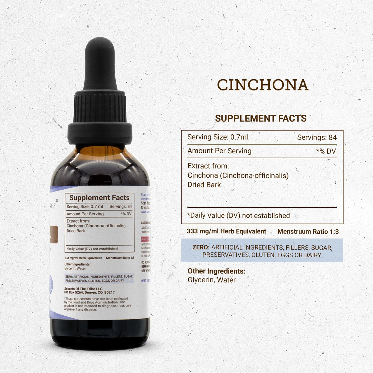Secrets of the Tribe Cinchona Tincture Alcohol-Free Liquid Extract