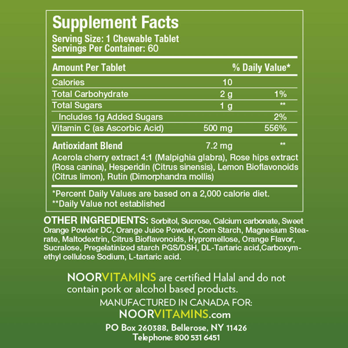 Noor Vitamins Vitamin C 500 MG Chewable Tablets Immune Support - 60 Tablets - image 2