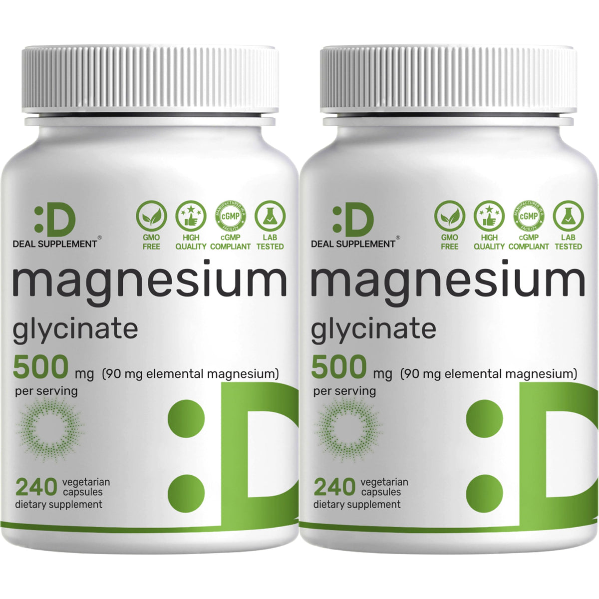 Deal Supplement Magnesium Glycinate 500mg Veggie Capsules