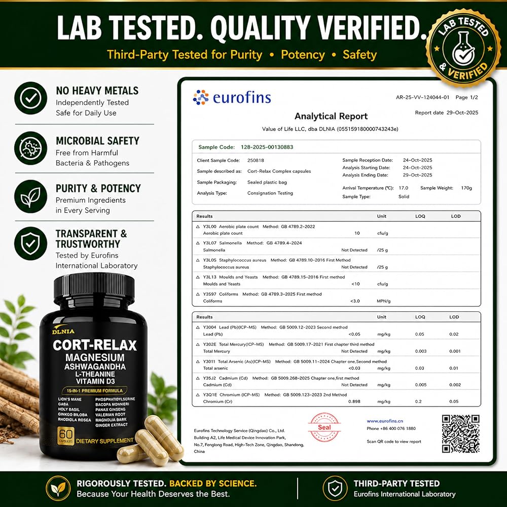 DLNIA Super Calm Cortisol Supplement with Magnesium Glycinate - 1 Count - image 9