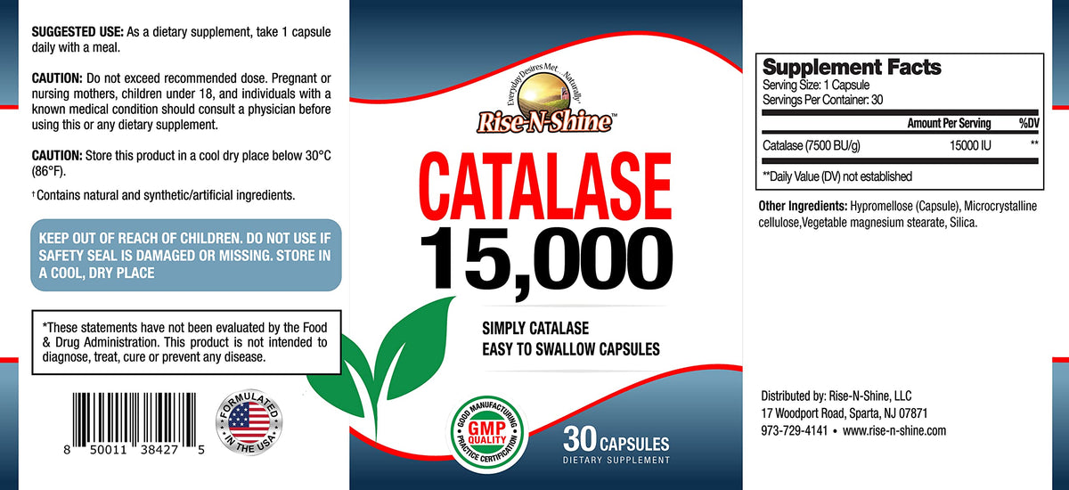Rise-N-Shine Catalase Supplement 15,000 Antioxidant Enzyme - 30 Capsules - image 3